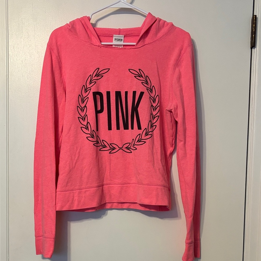 PINK Victoria's Secret Women’s Hoodie in Bright Pink.     
  Size XS